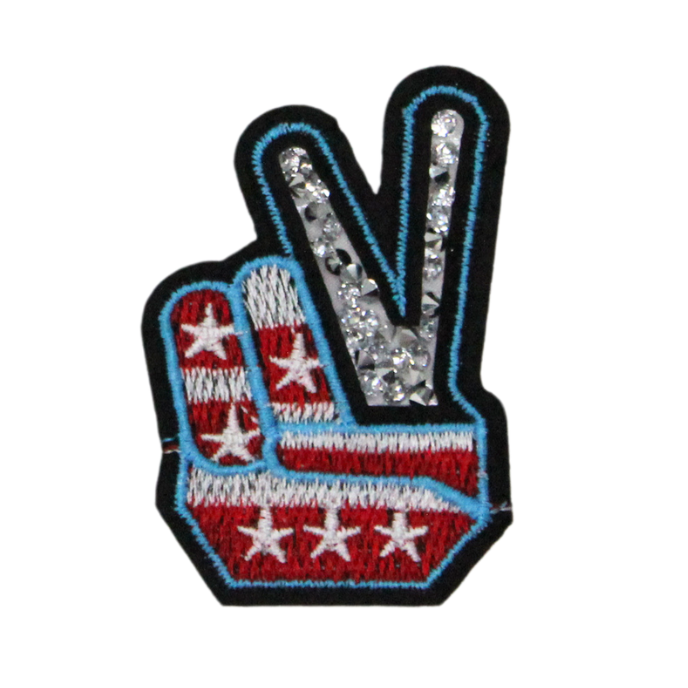 Peace Hand Crystal Patch (Small/Embroidery) image 0