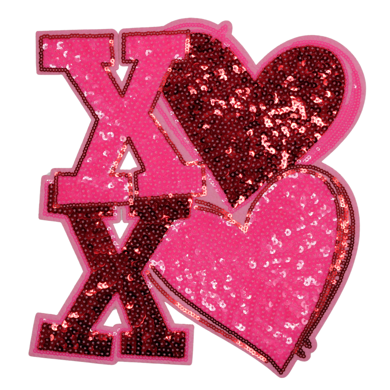 XOXO Neon Pink Heart Patch (Large/Sequin) image 0