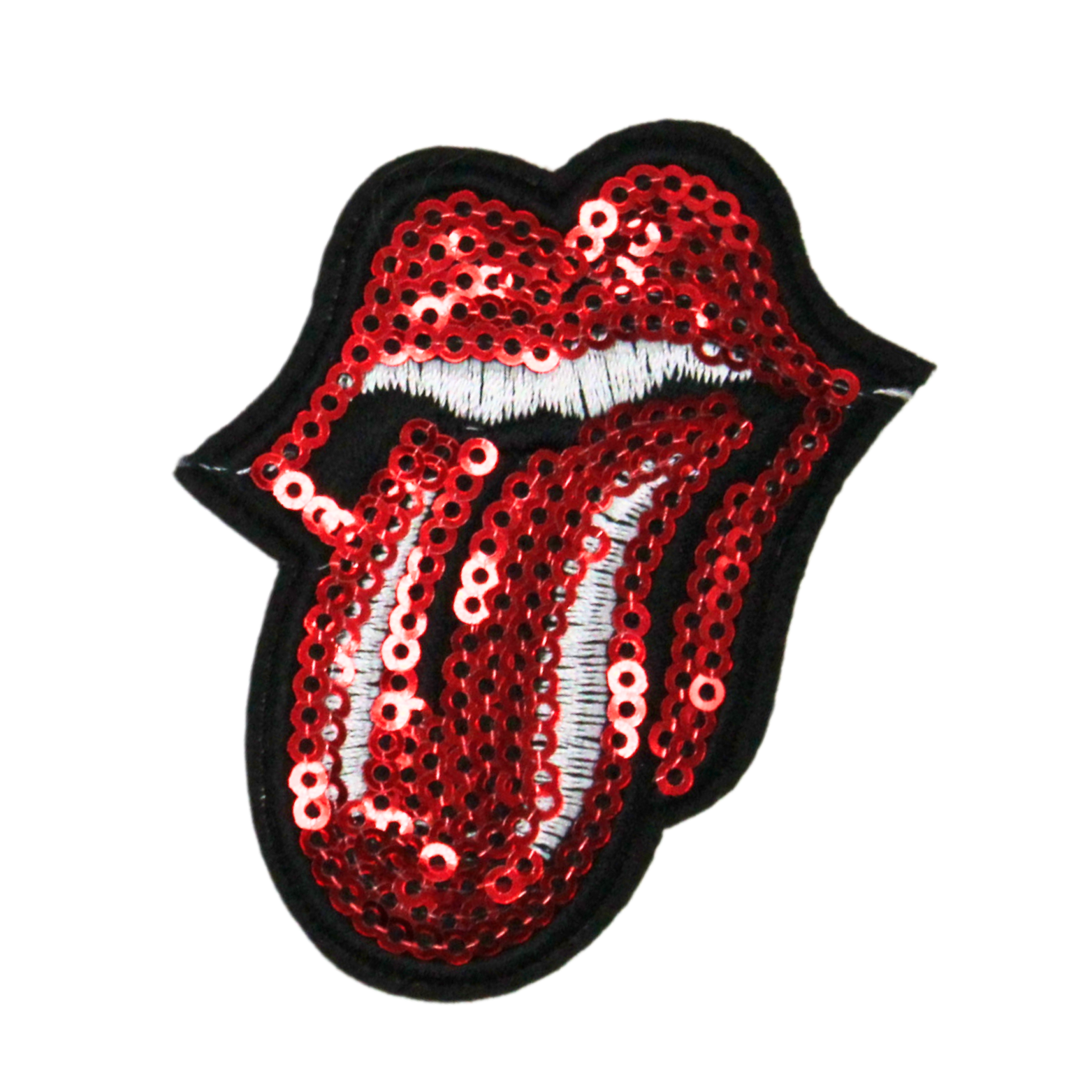 Red Lips And Tongue Patch (Small/Sequin) image 0