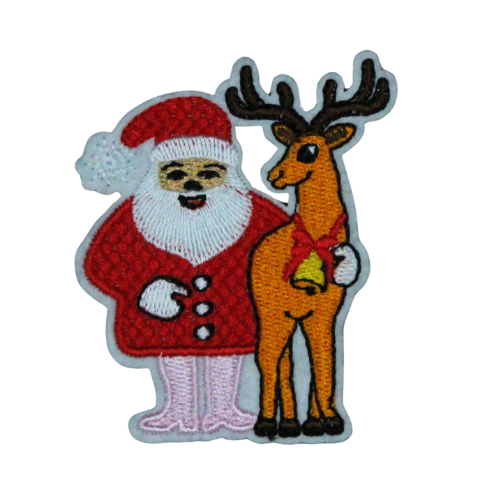 Santa Claus With Reindeer Patch (Small/Embroidery) image 0