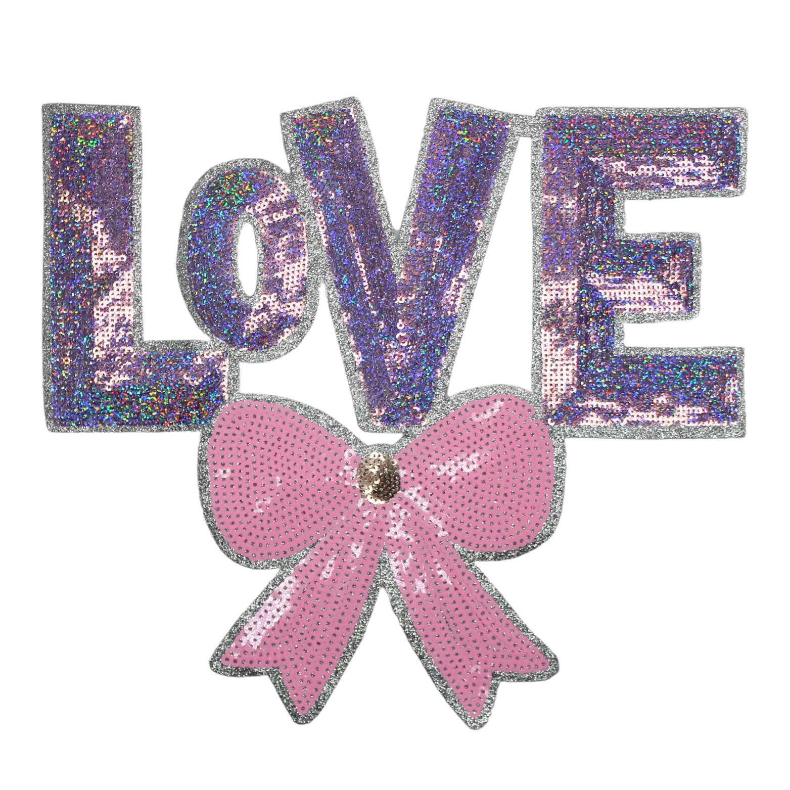 Love Pink Bow Patch (Large/Sequin) image 0