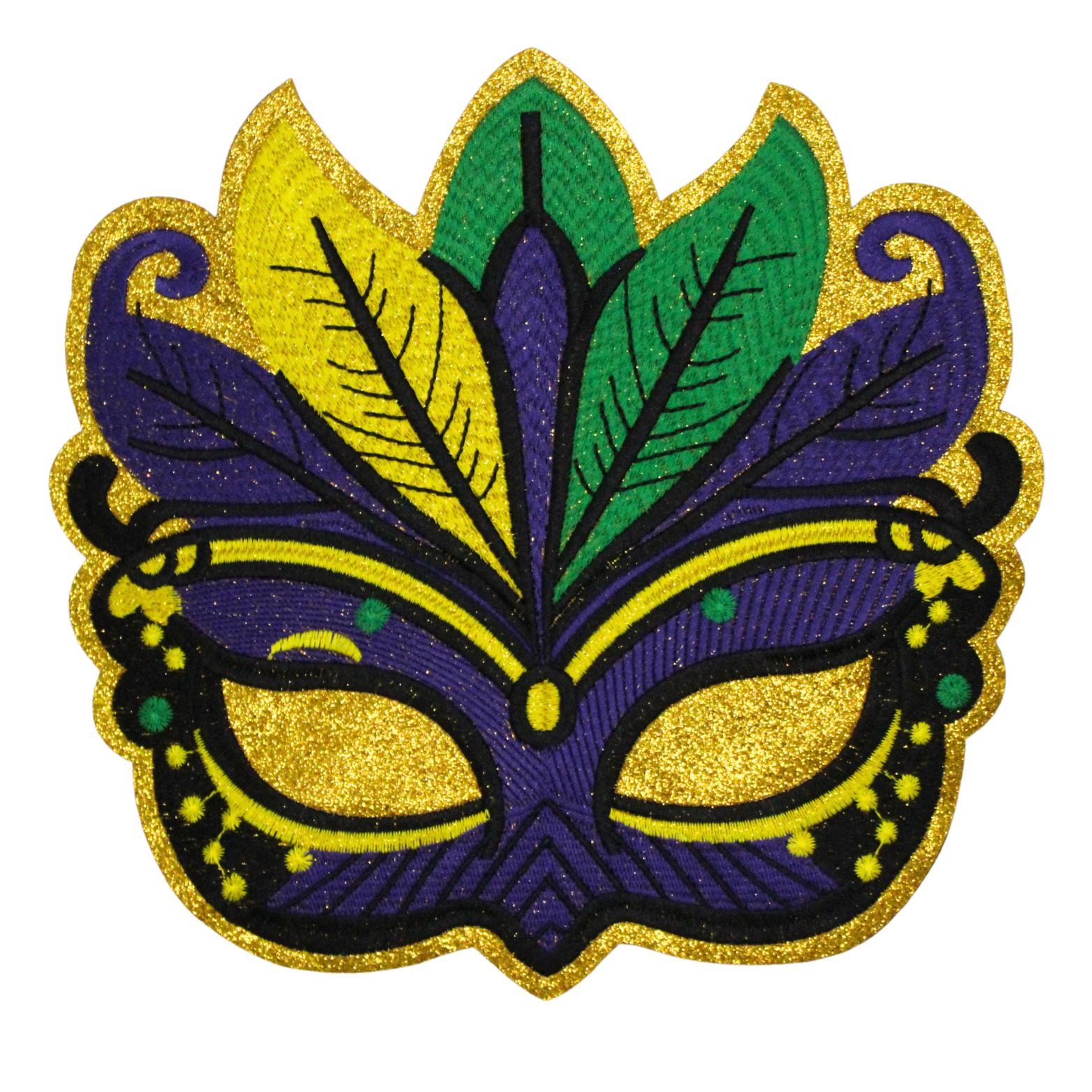 Mardi Gras Glitter Mask Patch (Large/Embroidery) image 0