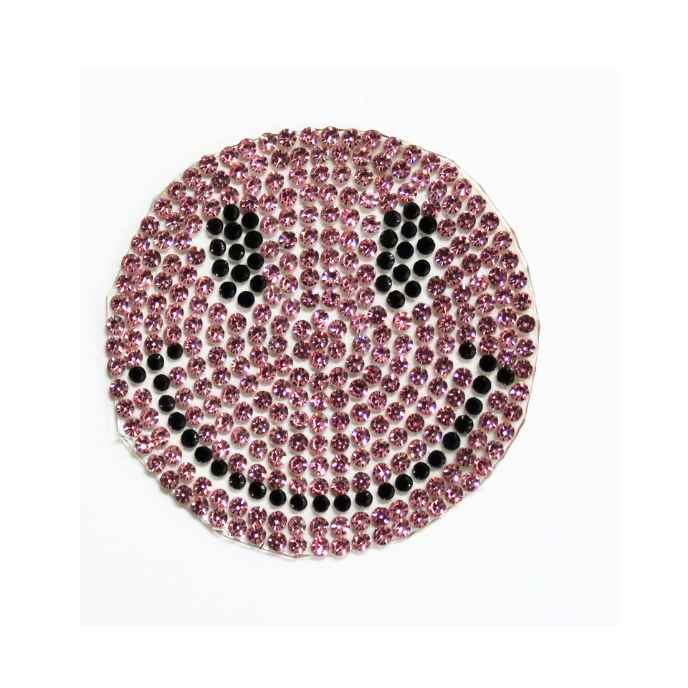 Pink Smiley Rhinestone Patch image 0
