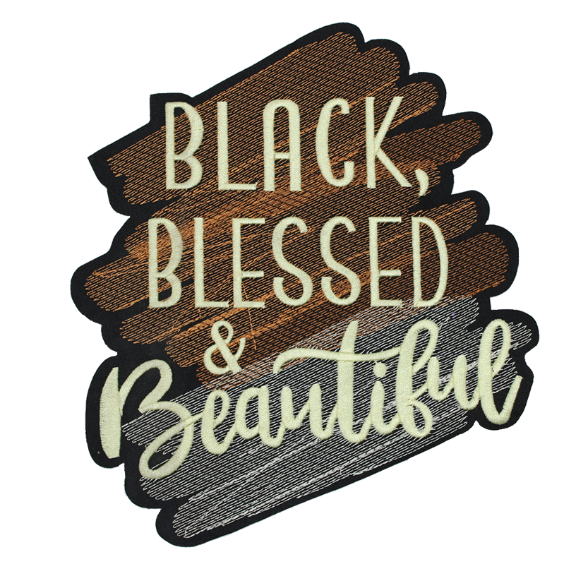 Black Blessed & Beautiful Patch (Large/Embroidery) image 0