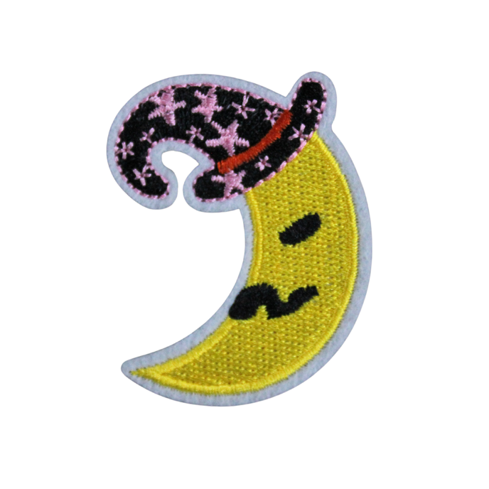 Moon With Witch Hat Patch (Small/Embroidery) image 0