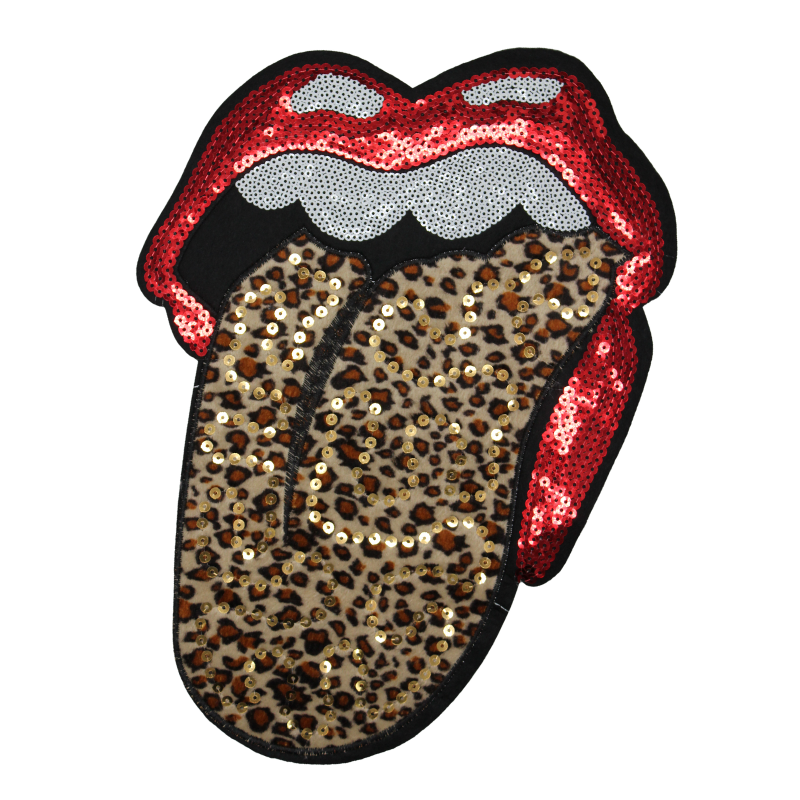 Lips Leopard Tongue Patch (Large/Sequin) image 0