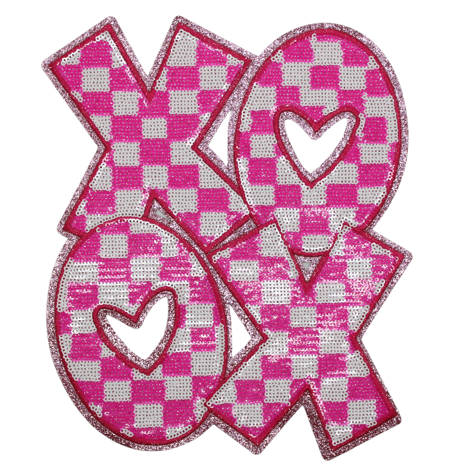 XOXO Pink Checkered Patch (Large/Sequin) image 0
