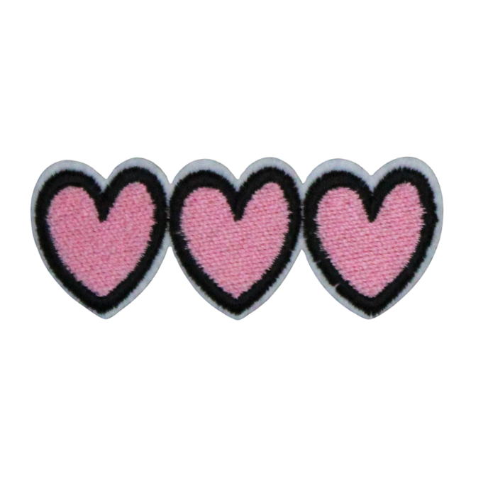 Three Pink Hearts Patch (Small/Embroidery) image 0