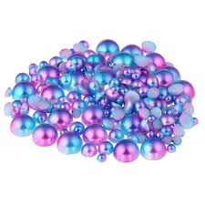 Blue Rainbow Resin Flatback Pearls