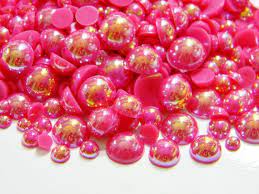 Dark Rose AB Resin Flatback Pearls