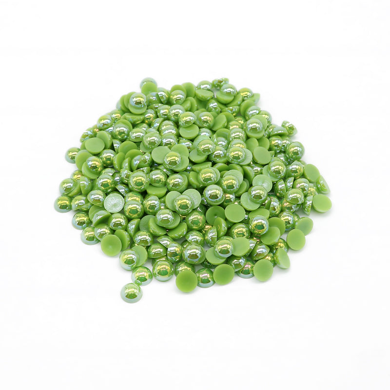 Green AB Resin Flatback Pearls