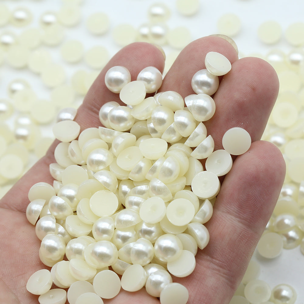 Ivory Resin Flatback Pearls