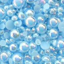 Light Blue AB Resin Flatback Pearls