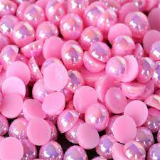 Pink AB Resin Flatback Pearls