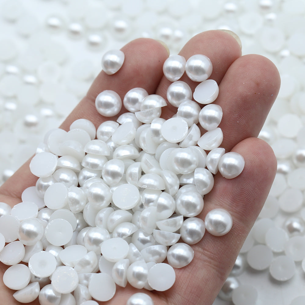 White Resin Flatback Pearls