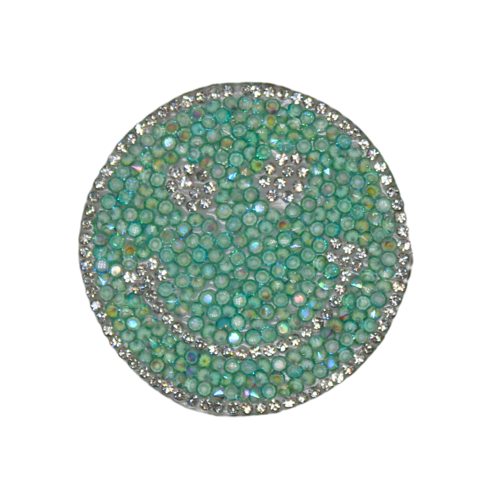 Mint Green Smiley Rhinestone Patch image 0