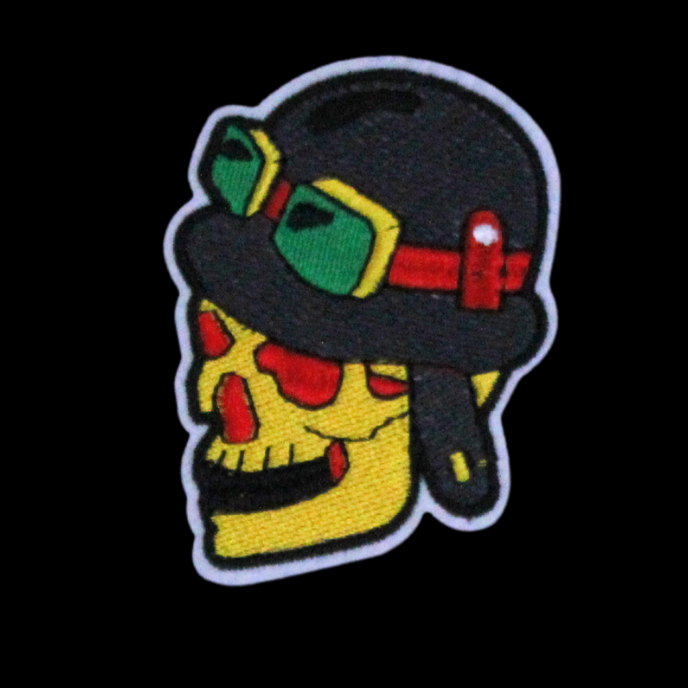 Yellow Skull With Cap And Goggles Patch(Small/Embroidery) image 0