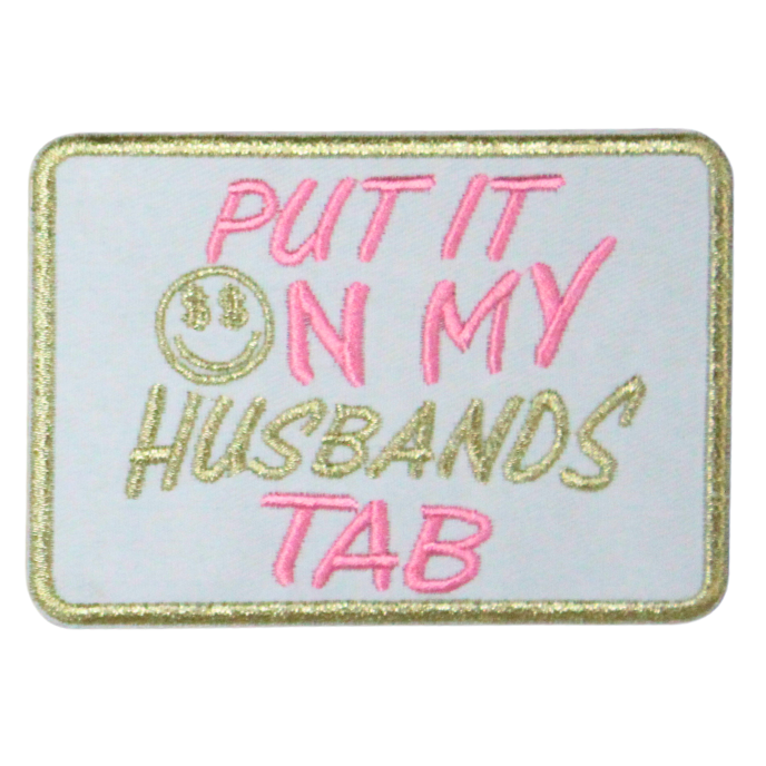 Put It On My Husbands Tab White Patch (Medium/Embroidery) image 0