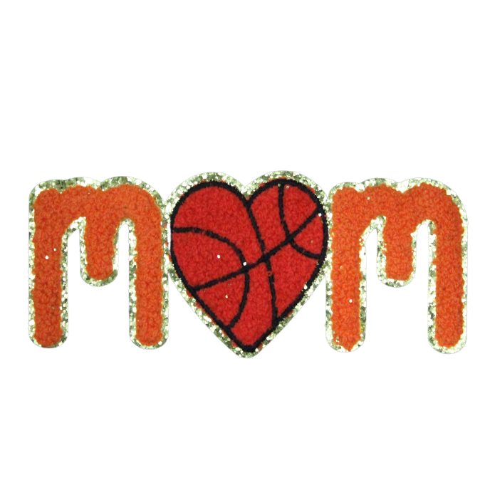 Mom Basket Ball Heart Patch (Small/Chenille) image 0