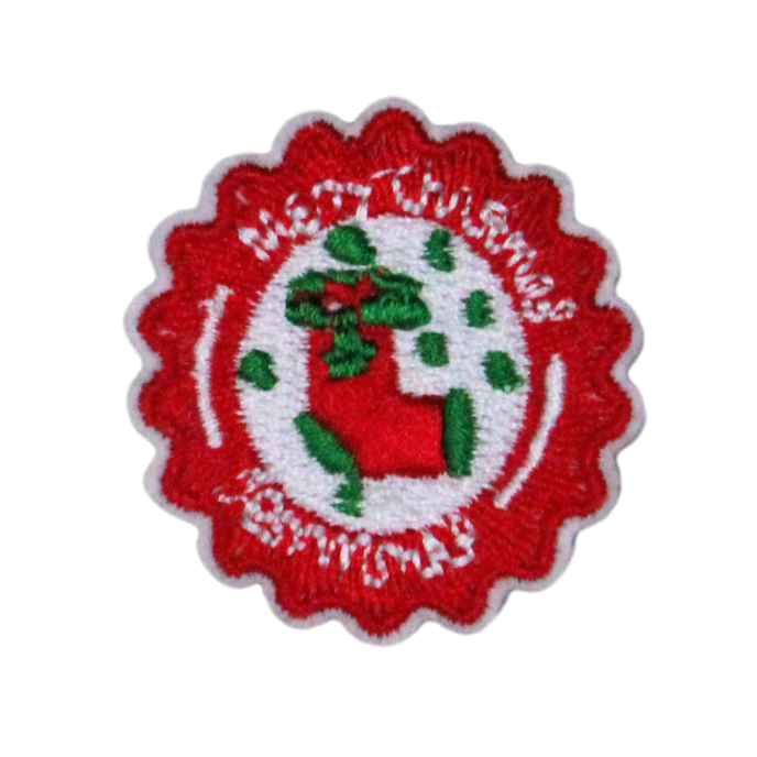 Merry Christmas Red Socks Patch (Small/Embroidery) image 0
