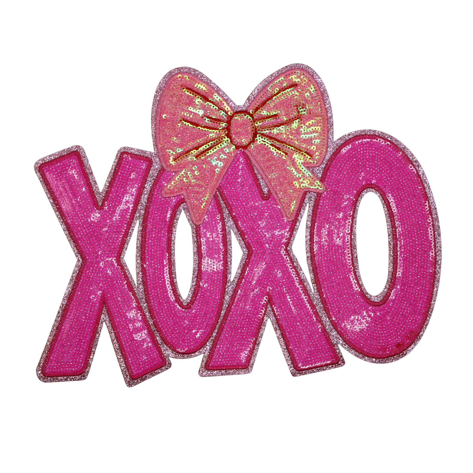 XOXO Pink Bow Patch (Large/Sequin) image 0