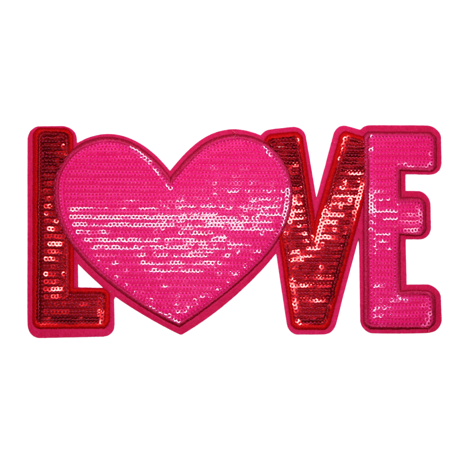 Love Pink Heart Patch (Large/Sequin) image 0