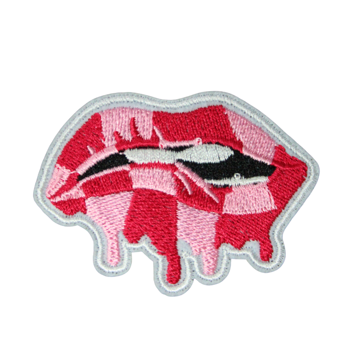 Pink Shade Lips Patch (Small/Embroidery) image 0